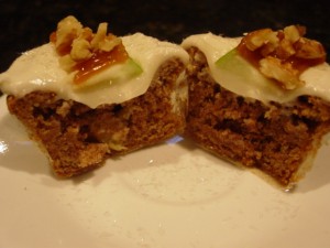 Apple cupcake with caramel apple topping