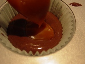 chocolate cupake with caramel filling