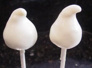 ghost cake pops covered in white chocolate