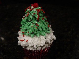 Christmas Tree Cupcake Figure Piped With Cake Decorators Icing