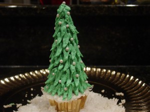 Christmas Tree Cupcake with Waffle Cone