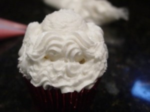 Santa Cupcake Mustache and Beard Figured Piped