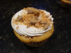 One butterfinger cupcake up close