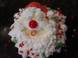 Santa Cupcake Dipped in White Chocolate