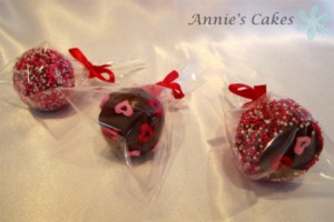 Valentine cake Pops Wrapped in Clear Wrap