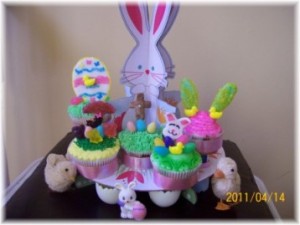 Easter Cupcakes on Bunny Display Stand