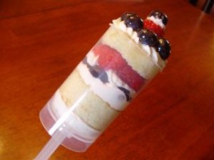 Red Whit and Blueberries Push Pop Cake