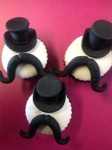 Top hat and Mustache Fondant Cupcakes